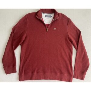 Vineyard Vines Men 1/4 Zip L Burgundy Pullover Sweater Holiday Christmas Classic